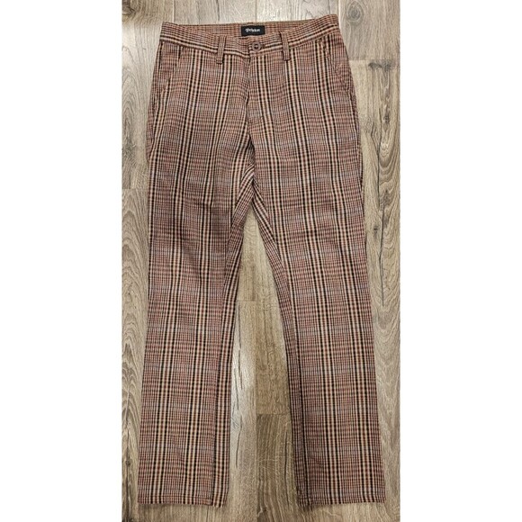 Brixton Reserve Standard Fit Pants, 32x32, Red/Brown/Khaki Plaid - Picture 1 of 8